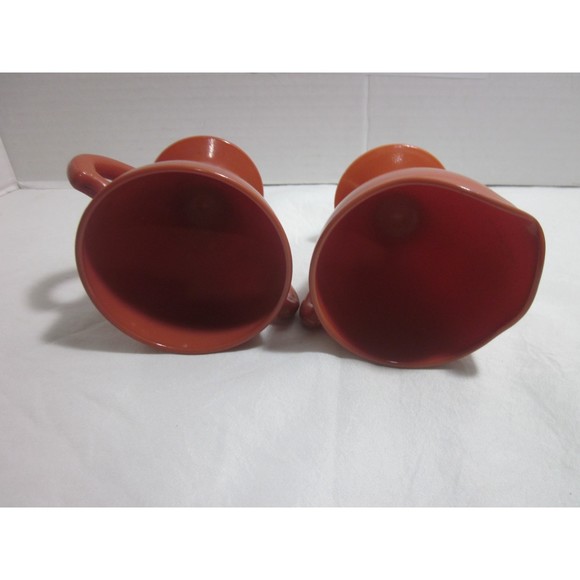 Hazel Atlas Ovide Rust Cream and Sugar Set Platonite Glass Mid Century Modern - Picture 8 of 8